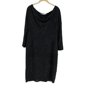 Annette Gortz Black Floral Lace-patterned Long Sleeve Cowl Neck Dress size M